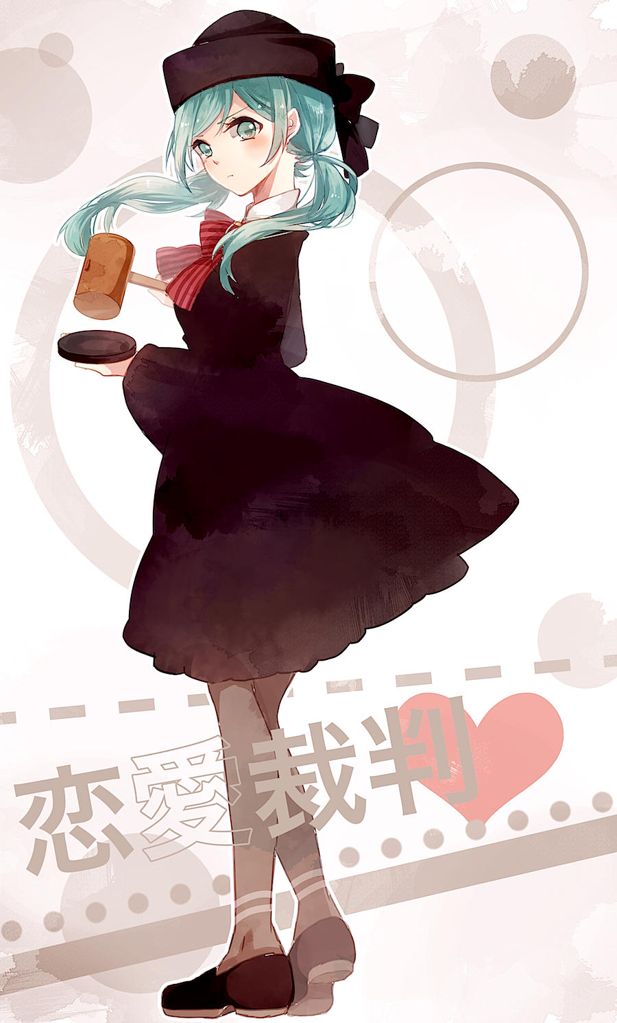 1girl, bad_id, bad_pixiv_id, copyright_name, dress, female_focus, green_eyes, green_hair