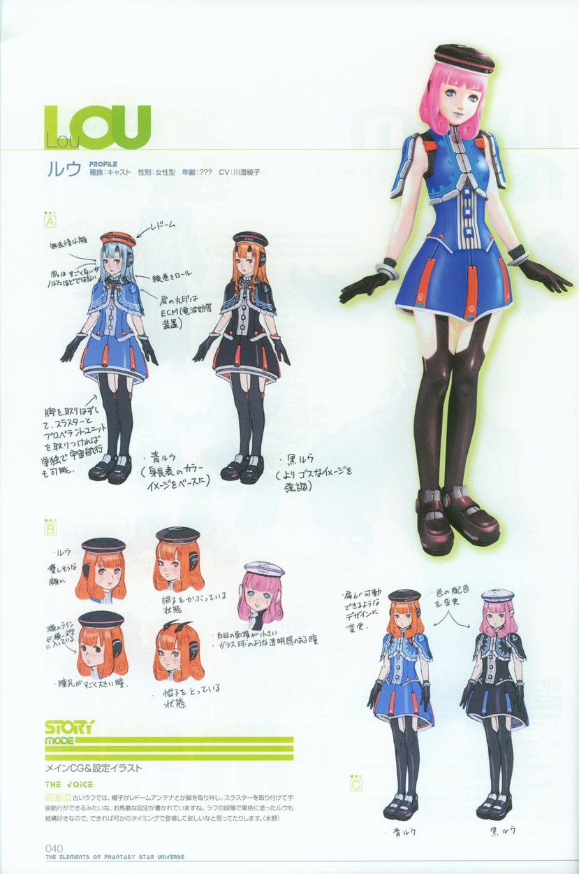 1girl, akikazu_mizuno, hairclip, blue_eyes, cast, concept_art, highres, lou