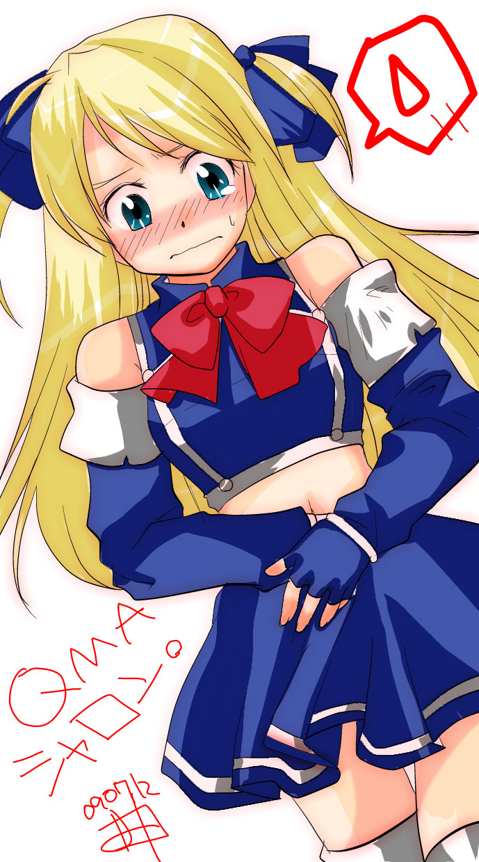 1girl, blonde_hair, detached_sleeves, hair_ribbon, highres, izumiyamisono, konami, long_hair