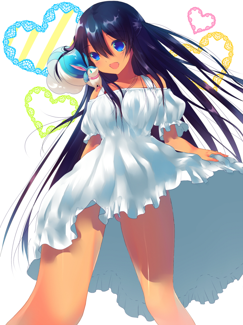 10s, 1girl, animal, animal_on_shoulder, bad_id, bad_pixiv_id, black_hair, blue_eyes