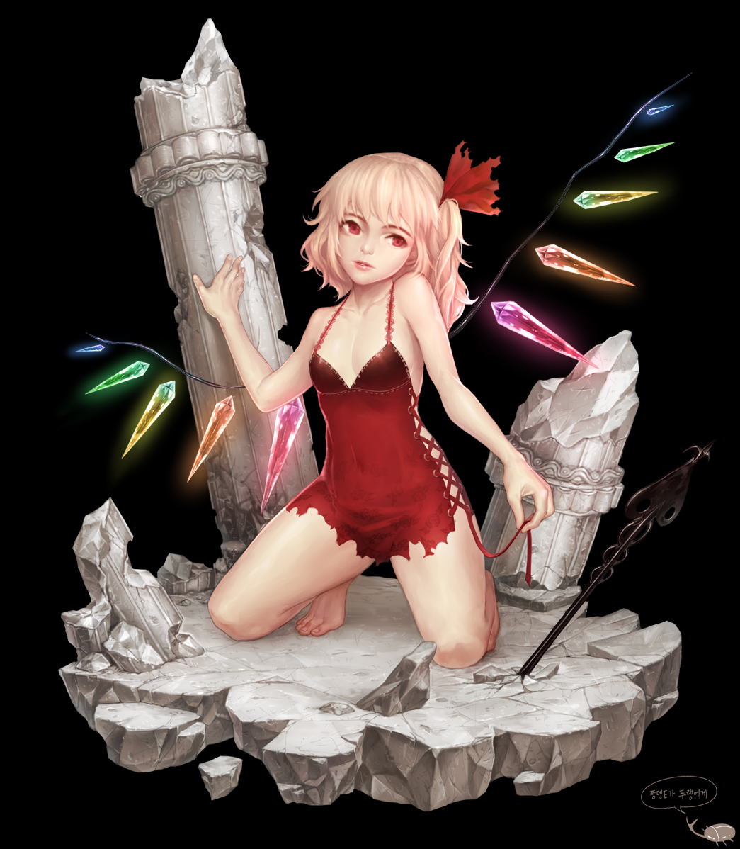 1girl, asymmetrical_hair, bad_id, bad_pixiv_id, bat_wings, beetle, blonde_hair, breasts