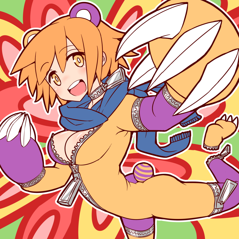 1girl, animal_ears, bad_id, bad_tumblr_id, bear_ears, breasts, claws, cleavage