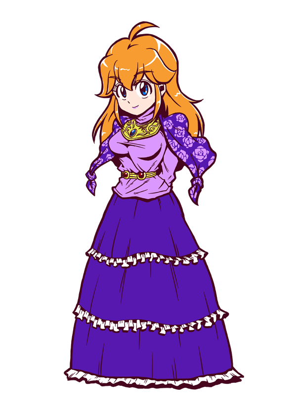 1girl, ahoge, arms_behind_back, bad_id, bad_pixiv_id, breasts, capelet, elle_(tenchi_souzou), female_focus, gengoro_akemori, long_hair, long_skirt, pink_hair, skirt, smile, solo, sqengengoro, tenchi_souzou