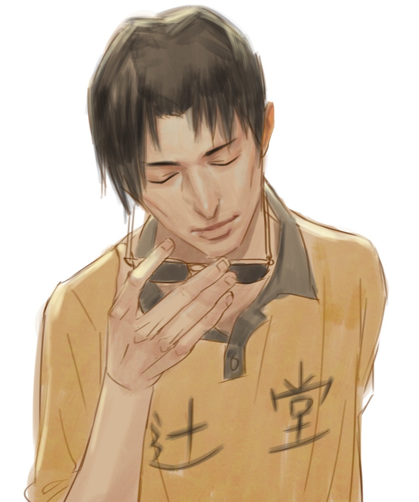 1boy, black_hair, closed_eyes, glasses, highres, kong_wenge, male_focus, md5_mismatch