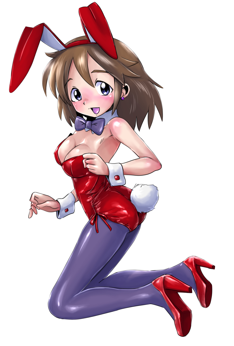 1girl, animal_ears, ass, black_eyes, bow, bowtie, brown_hair, cosplay