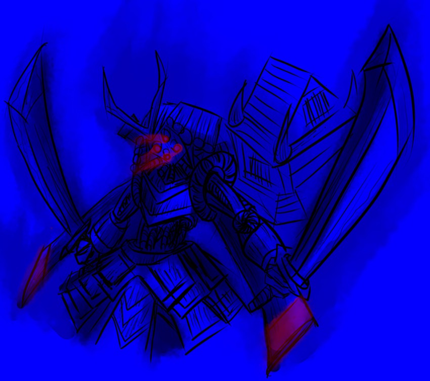 3d, androgynous, armor, blue_theme, fighting, fighting_stance, gender_request, highres