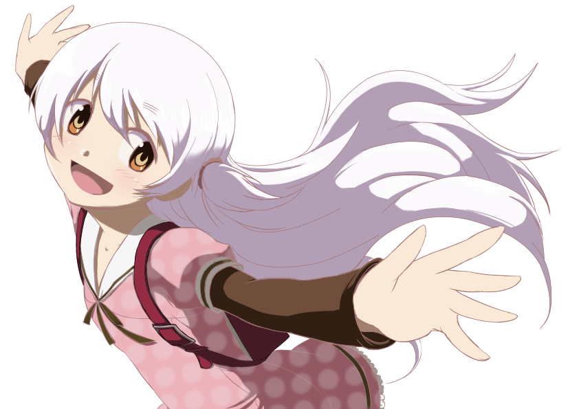 10s, 1girl, :d, backpack, bag, child, dress, female_focus