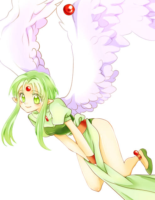 1990s_(style), 1girl, angel, angel_wings, bare_legs, female_focus, finn_fish, flying