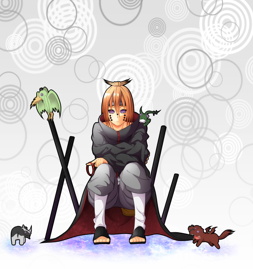 1girl, absurdres, ajisai_(naruto), akatsuki_(naruto), animal_path, canon_genderswap, chikushoudou_pain, genderswap