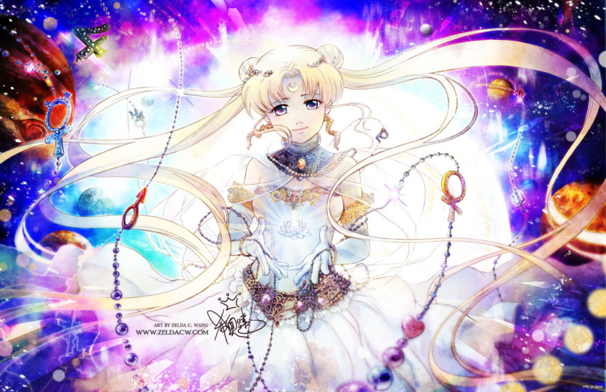 1girl, alternate_costume, alternate_eye_color, artist_name, bare_shoulders, belt, bishoujo_senshi_sailor_moon, blonde_hair