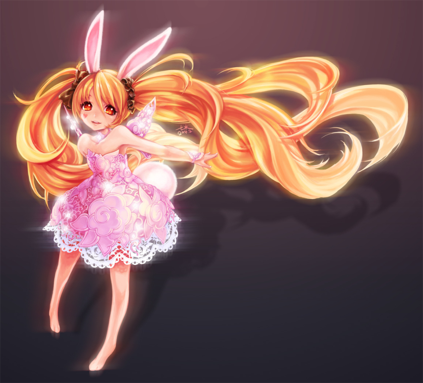 10s, 7h2o, animal_ears, barefoot, blade_&amp;_soul, blonde_hair, dress, heart