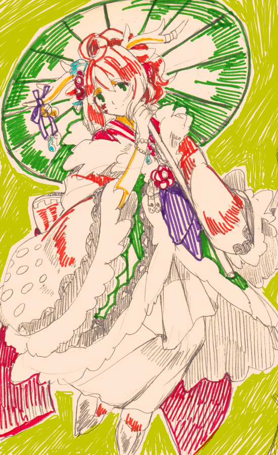 1girl, ahoge, animal_ears, antlers, bad_id, bad_pixiv_id, bell, bow