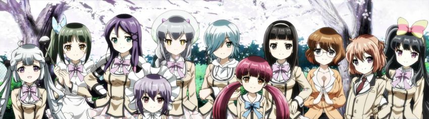 10s, 6+girls, anime_screenshot, daimyouzamurai_mei, daishikyougawa_kurumiko, eiyuuzaki_rin, ginyuuin_serika, hakua_berserker_bladefield