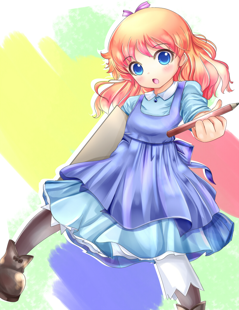 1girl, ai_no_wakakusa_monogatari, amy_march, aru_(arudes), blonde_hair, blue_eyes, blush, dress