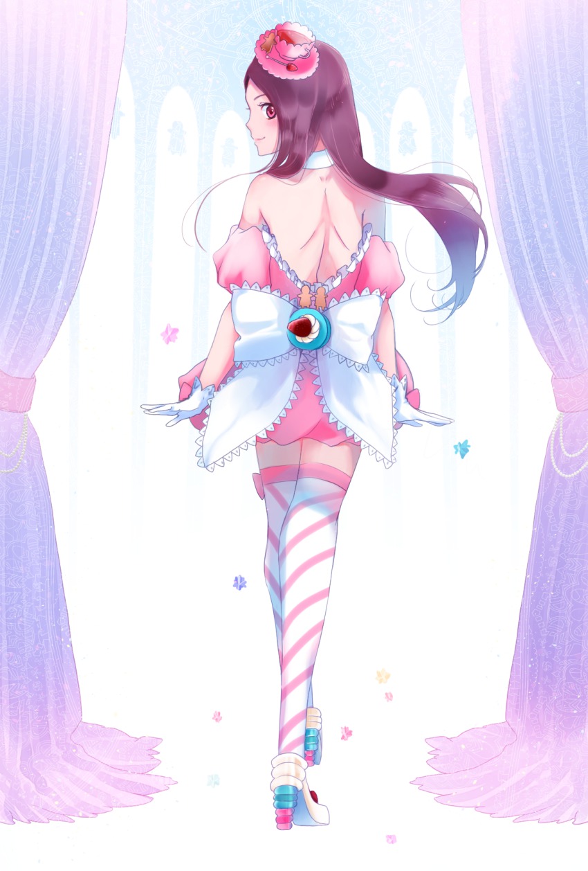 bad_id, bad_pixiv_id, brown_hair, dress, gloves, hair_ornament, hat, highres