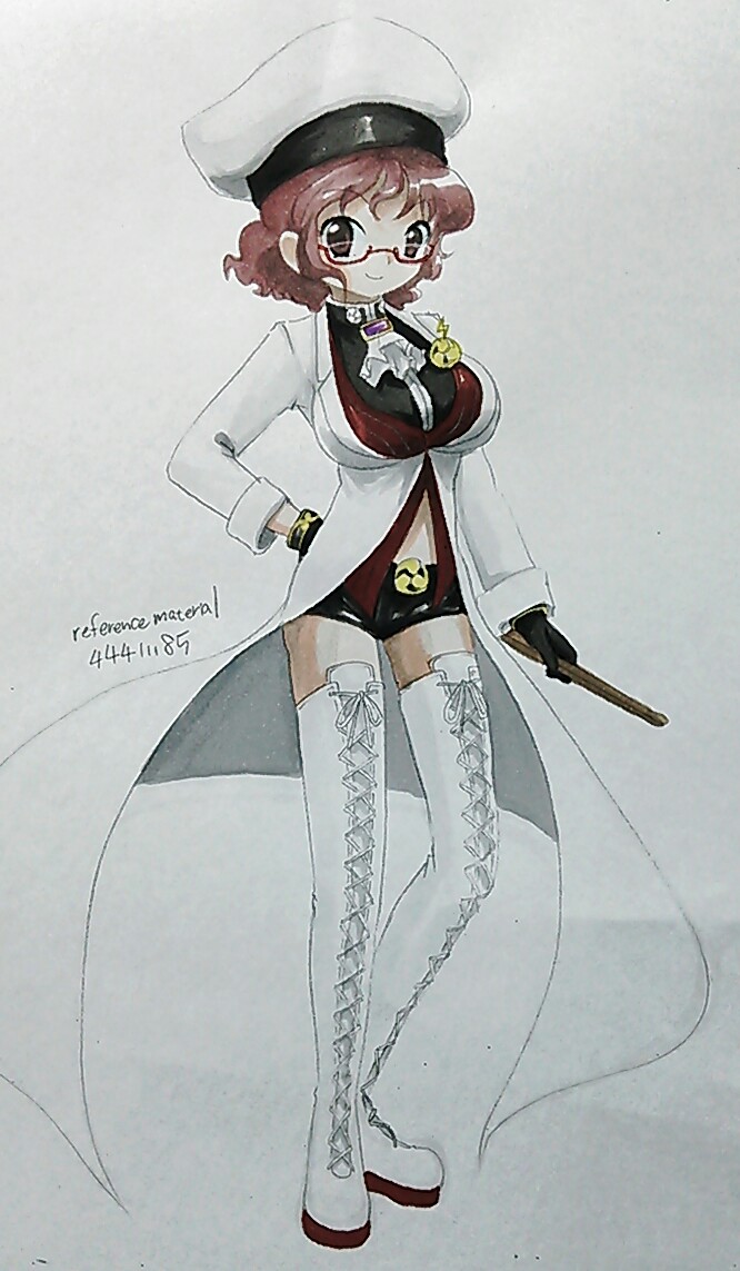 1girl, alternate_costume, ascot, aty_(summon_night), aty_(summon_night)_(cosplay), bad_id, bad_pixiv_id, black_gloves