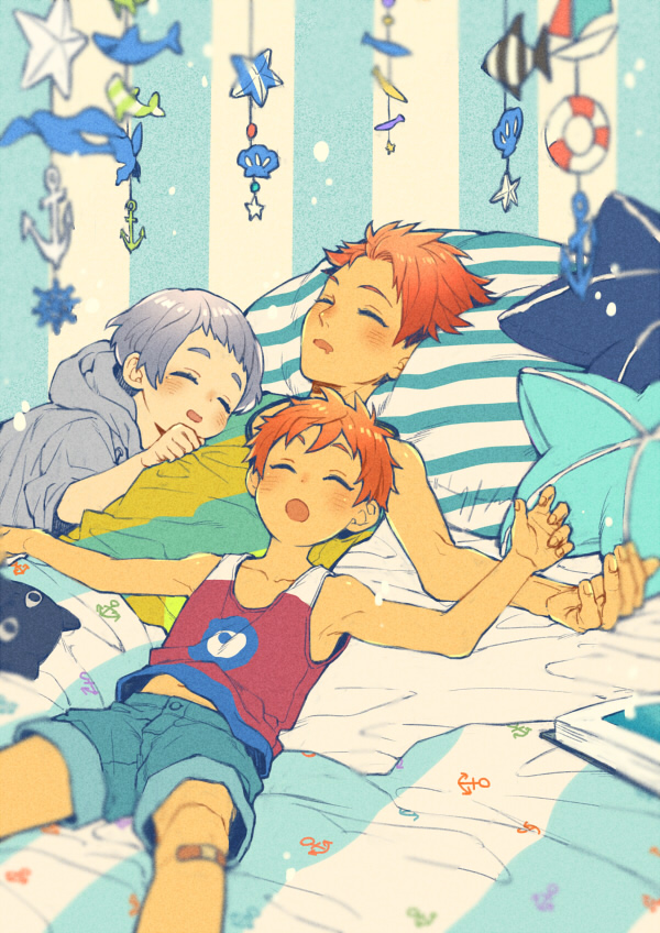 10s, 3boys, blush, brothers, closed_eyes, dethmath, free!, future_fish