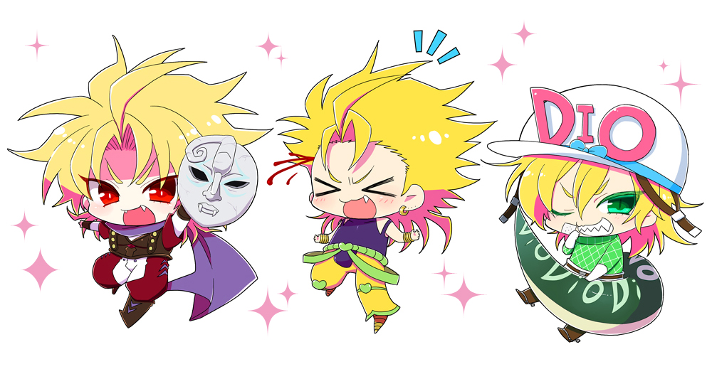 >_<, 2boys, :3, amazu_(tokyo), blonde_hair, chibi, diego_brando, dio_brando