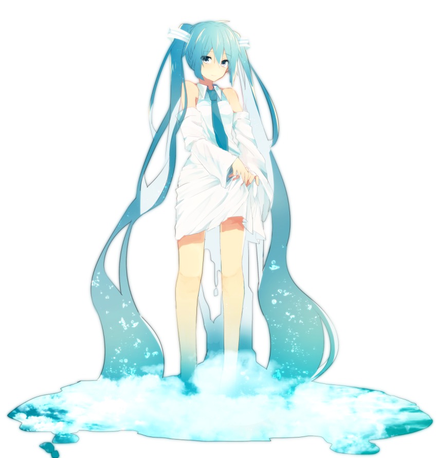 absurdly_long_hair, aqua_eyes, aqua_hair, full_body, hatsune_miku, highres, long_hair, long_sleeves, nanase09rr, necktie, solo, twintails, very_long_hair, vocaloid