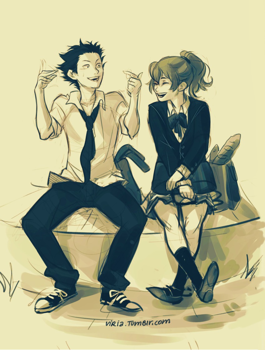10s, 1boy, 1girl, couple, happy, hetero, highres, ishida_shouya