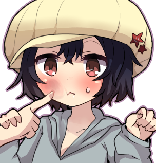 1girl, :<, :t, artist_request, black_hair, blush, brown_eyes, newsboy_cap