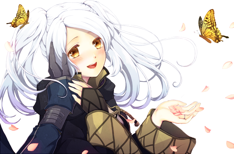 1boy, 1girl, blush, bug, butterfly, chrom_(fire_emblem), female_robin_(fire_emblem), fire_emblem