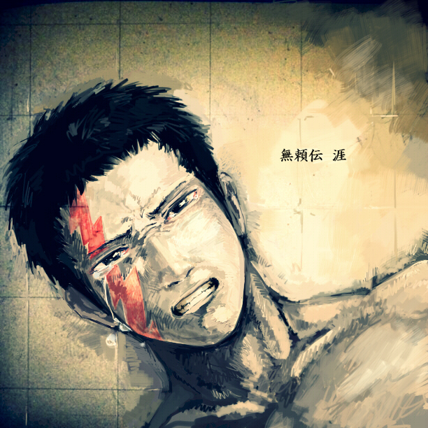 1boy, bad_id, bad_pixiv_id, black_hair, buraiden_gai, clenched_teeth, close-up, crying
