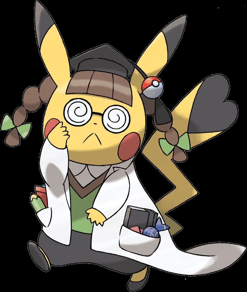 1girl, :<, adjusting_eyewear, alternate_hairstyle, bespectacled, braid, clothed_pokemon, coke-bottle_glasses