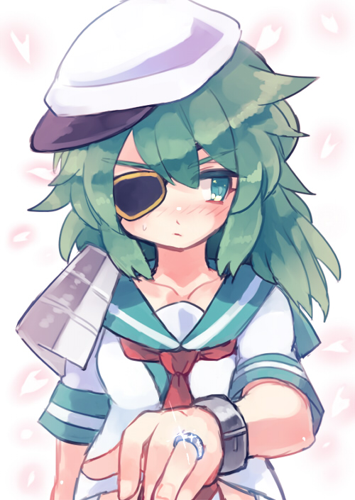 10s, 1girl, aqua_eyes, bad_id, bad_pixiv_id, blush, collarbone, eyepatch