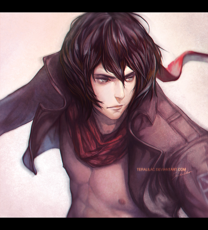 1boy, bare_pectorals, brown_hair, genderswap, genderswap_(ftm), jacket, letterboxed, male_focus