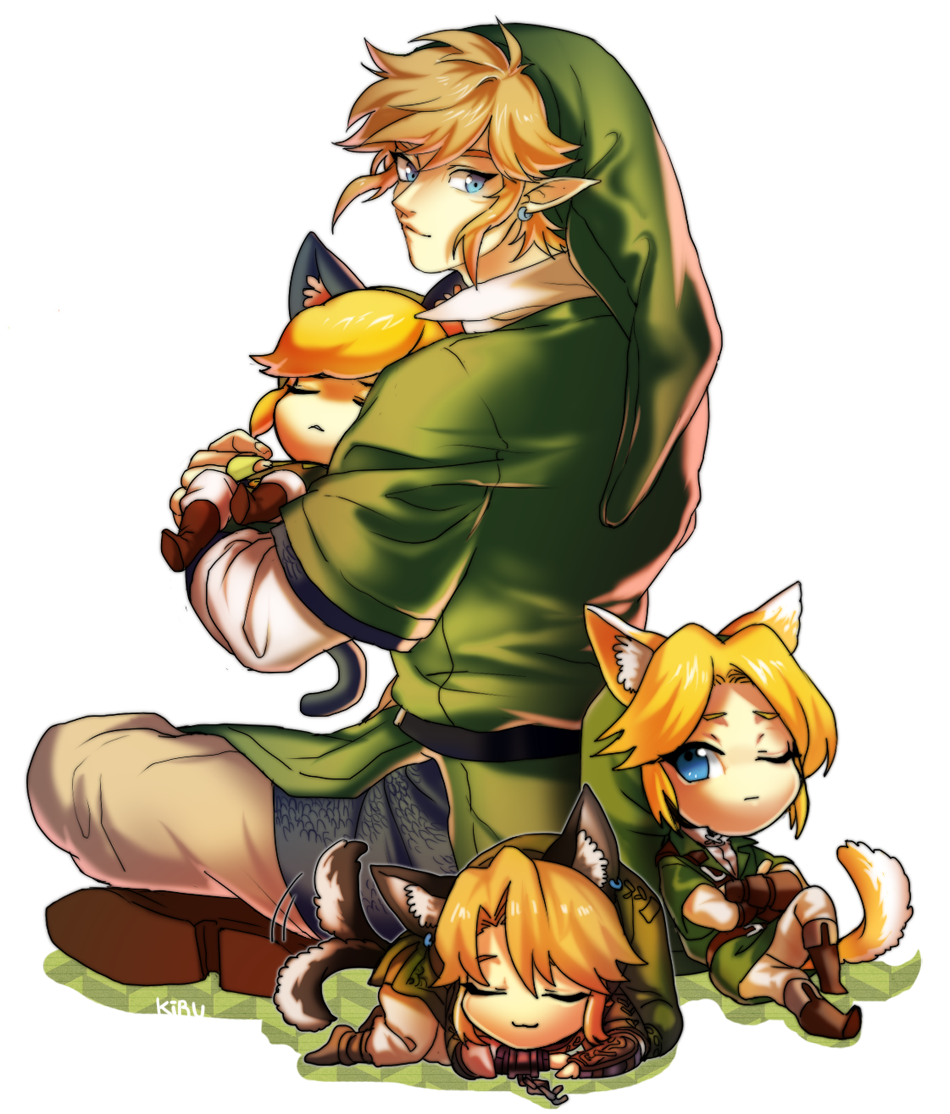 4boys, animal_ears, bad_id, bad_pixiv_id, blonde_hair, blue_eyes, carrying, earrings