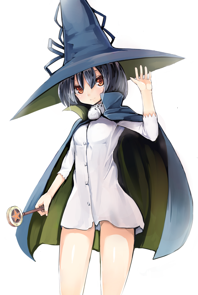 10s, 1girl, bad_id, bad_pixiv_id, battery_aida_ni_misu_ga_deta, blue_hair, brown_eyes, cape