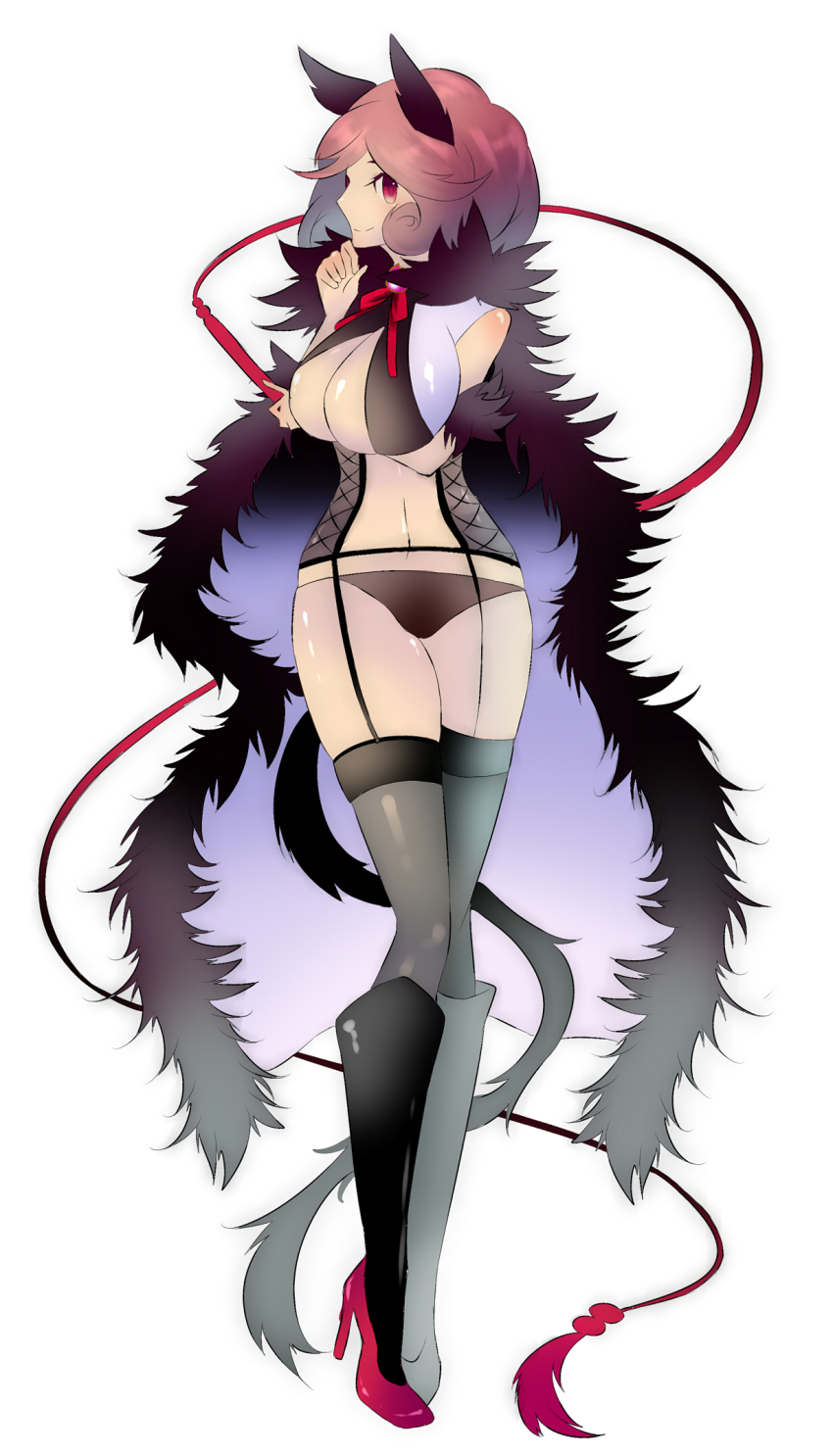 10s, 1girl, animal_ears, bad_id, bad_pixiv_id, black_thighhighs, boots, bow