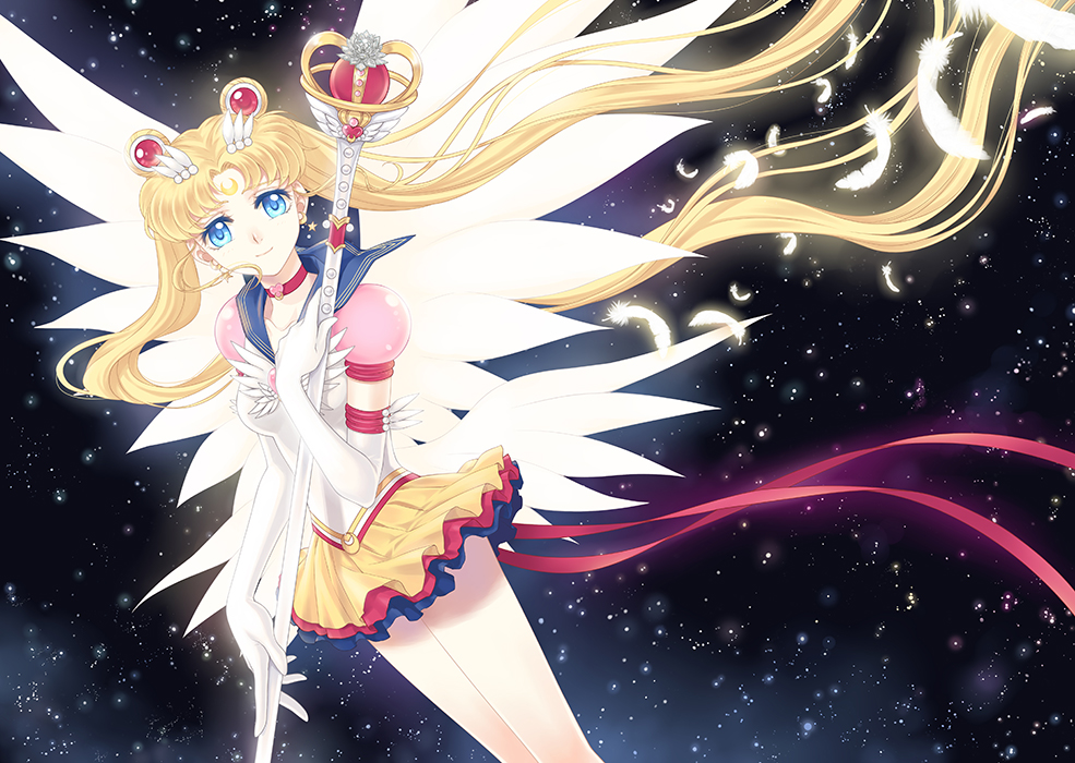 1990s_(style), 1girl, bishoujo_senshi_sailor_moon, bishoujo_senshi_sailor_moon_sailor_stars, bishoujo_senshi_sailor_moon_stars, blonde_hair, blue_sailor_collar, brooch