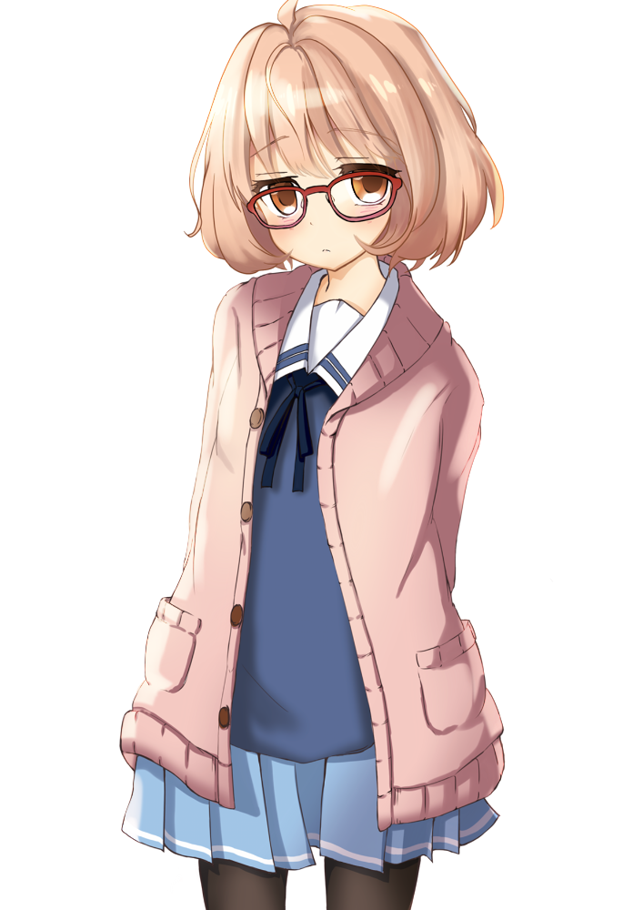 10s, 1girl, black_pantyhose, blush, bob_cut, brown_eyes, brown_hair, cardigan