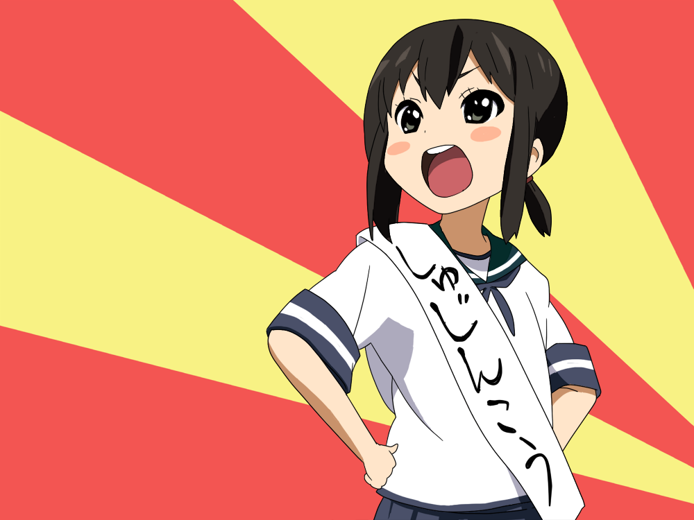 1girl, black_eyes, black_hair, blush_stickers, dress, fubuki_(kancolle), kantai_collection, nakano_azusa