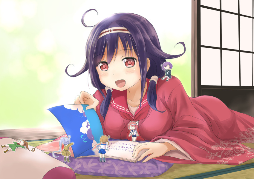 10s, 6+girls, book, breasts, fairy, fairy_(kancolle), hair_ornament, hairband