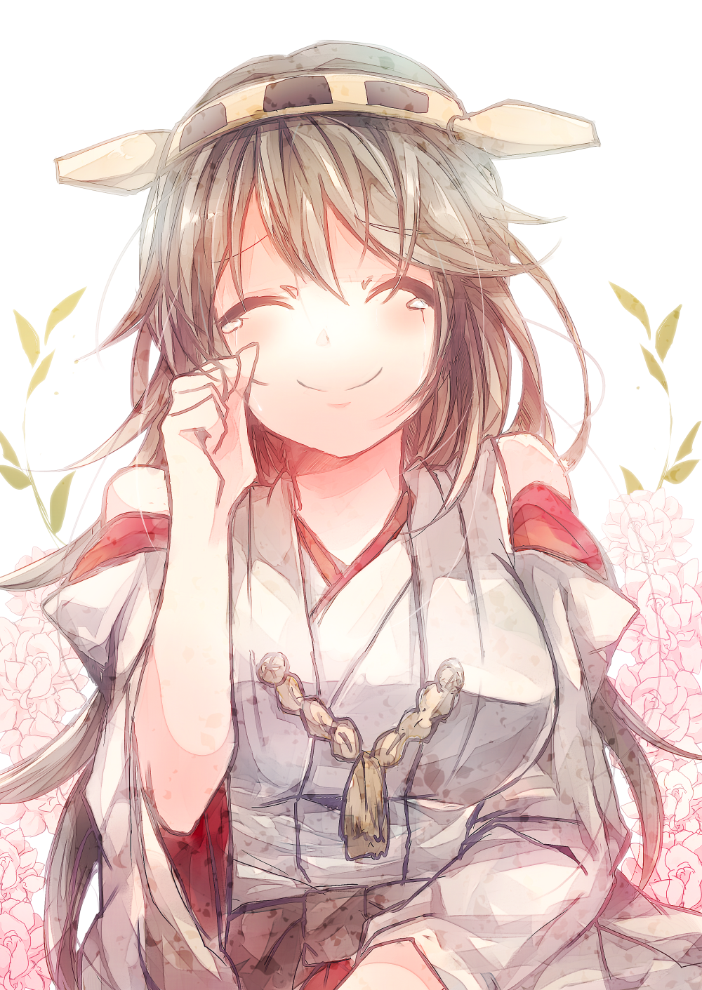 10s, 1girl, bare_shoulders, black_hair, blush, crying, detached_sleeves, female_focus