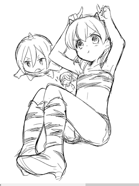 !?, 3boys, animal_print, bad_id, bad_pixiv_id, bandeau, cosplay, crossdressing