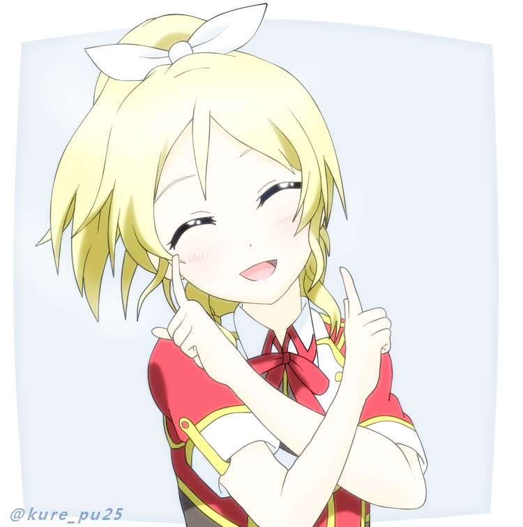 10s, 1girl, ayase_eli, blonde_hair, bokura_no_live_kimi_to_no_life, bow, closed_eyes, hair_bow