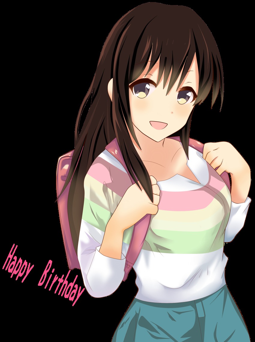 1girl, absurdres, artist_name, backpack, bag, black_hair, bonfurai, female_focus