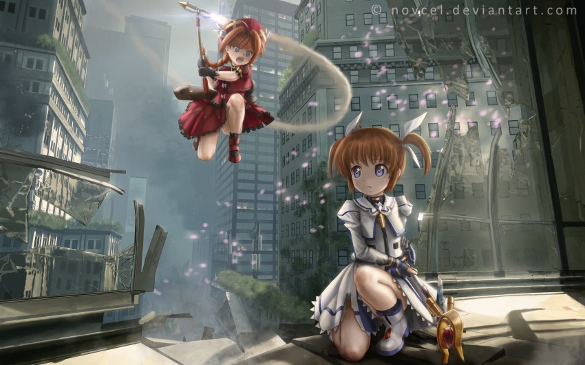 2girls, absurdres, ahoge, bad_deviantart_id, bad_id, battle, blue_eyes, braid