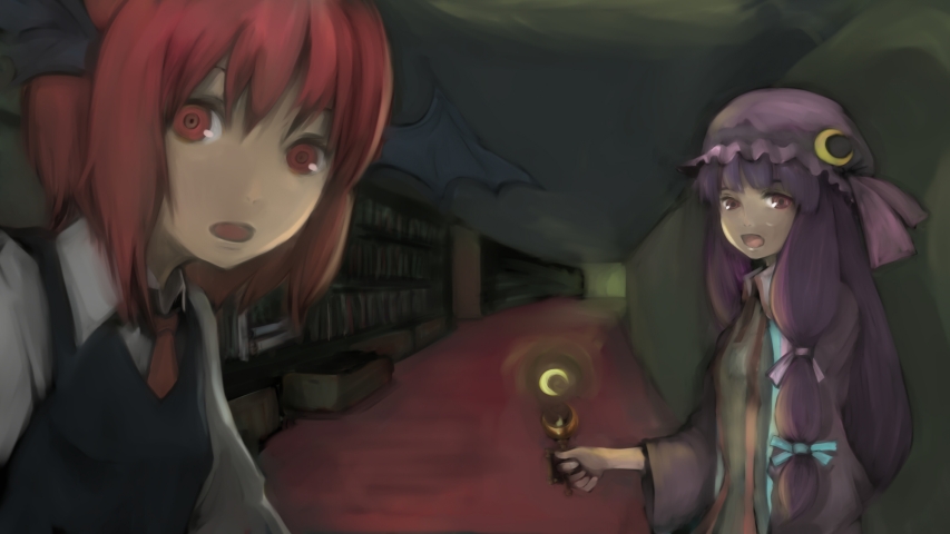 2girls, bad_id, bad_pixiv_id, female_focus, hat, head_wings, inoe, inoe_(noie)