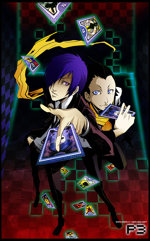 atlus, blue_hair, card, lucy007, mochizuki_ryouji, persona, persona_3, scarf