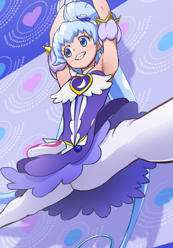 10s, 1girl, alternate_form, armpits, arms_up, ballerina, blue_eyes, blue_hair
