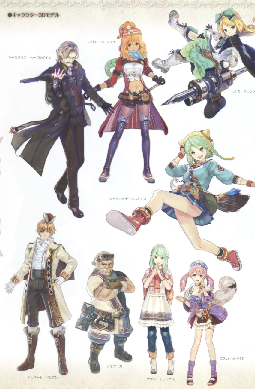 3boys, 5girls, albert_perriend, atelier_(series), atelier_shallie, blue_shirt, coat, escha_malier