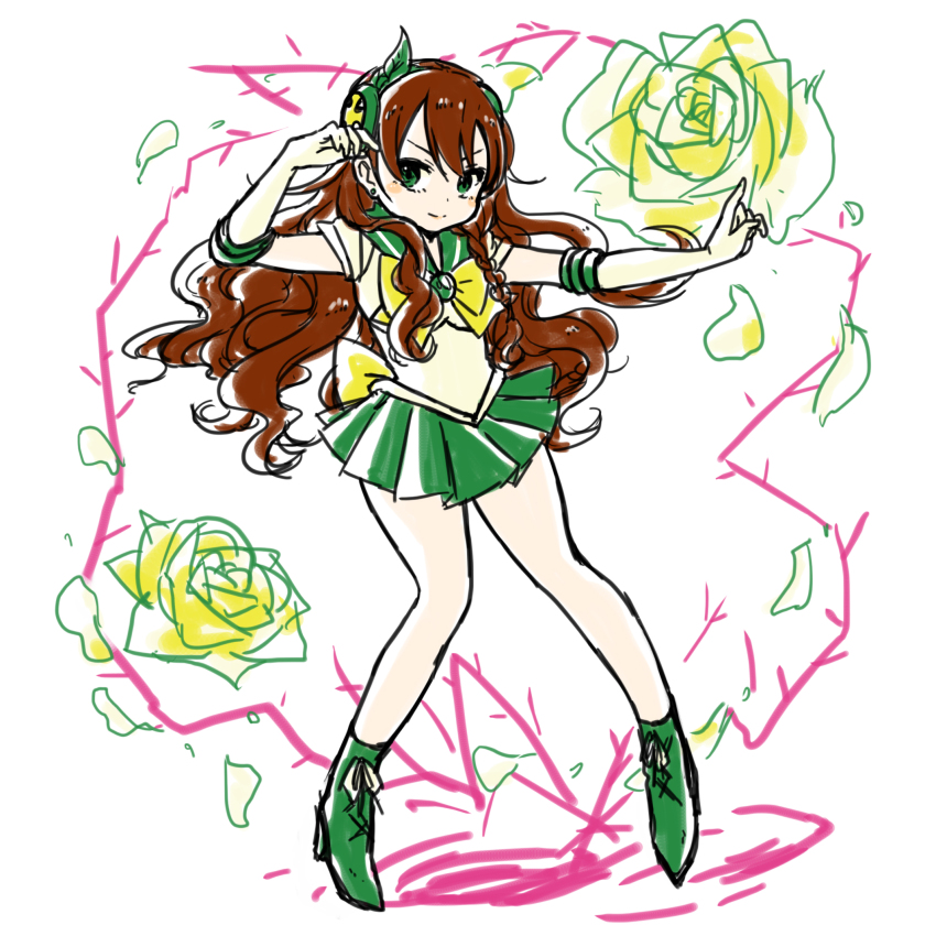 1girl, ankle_boots, bishoujo_senshi_sailor_moon, blush, boots, bow, braid, brown_hair