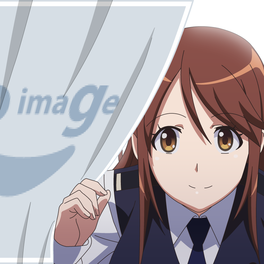 10s, 1girl, brown_eyes, brown_hair, dress_shirt, female_focus, iida_nana, long_hair