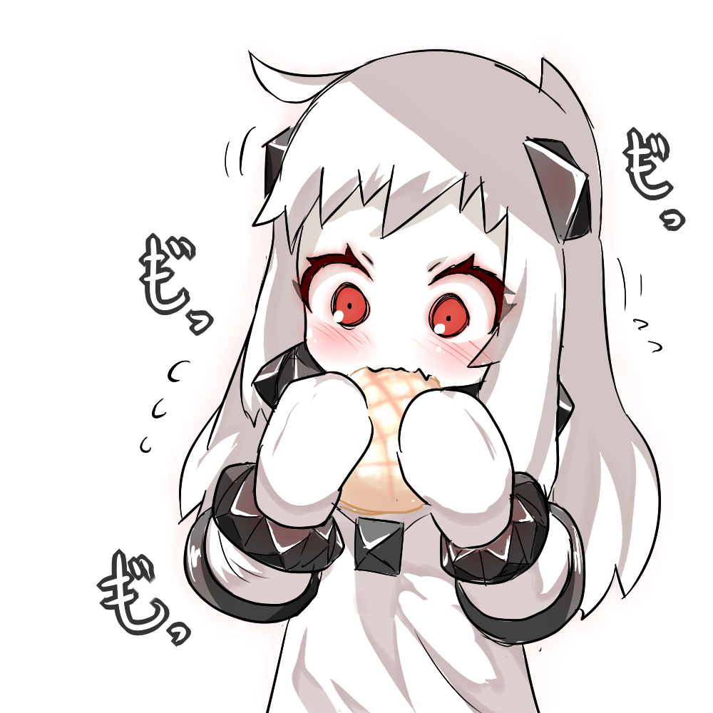 10s, 1girl, abyssal_ship, ahoge, beize_(garbage), blush, bread, circle_garbage