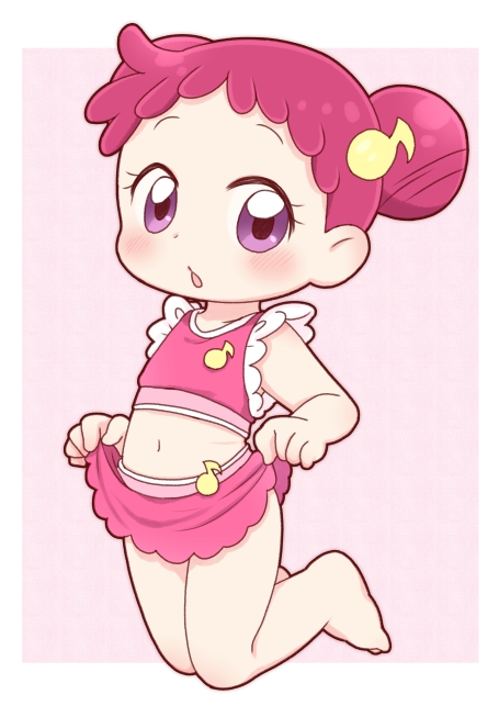 1girl, bad_id, bad_pixiv_id, barefoot, blush, clothes_lift, collarbone, double_bun